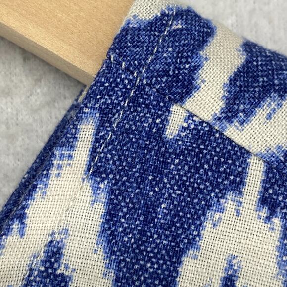 J.CREW Dress XS Linen Cotton Ikat Chevron Bowback Sleeveless Ruffle Hem Blue - Picture 6 of 12